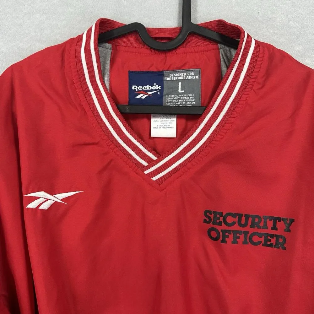 Reebok Men’s Large Vintage Pullover Windbreaker Double Sided‎ Security Jacket